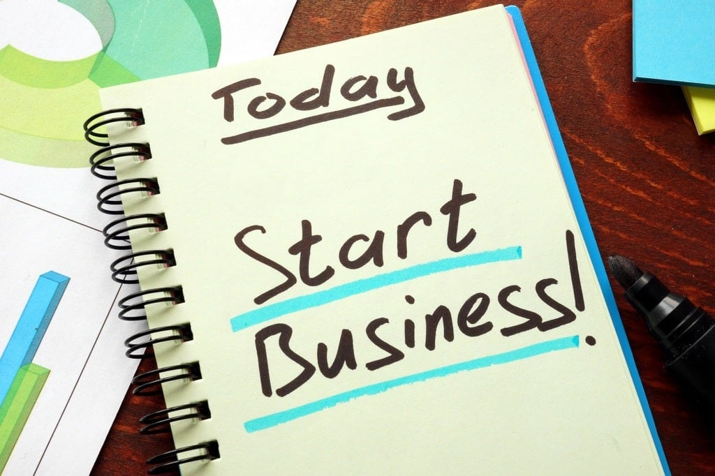 New Business Consulting, a notebook that says Start Business!